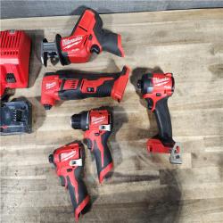 HOUSTON LOCATION - AS-IS MILWAUKEE 5 TOOL COMBO KIT W/ (2) BATTERY & CHARGER