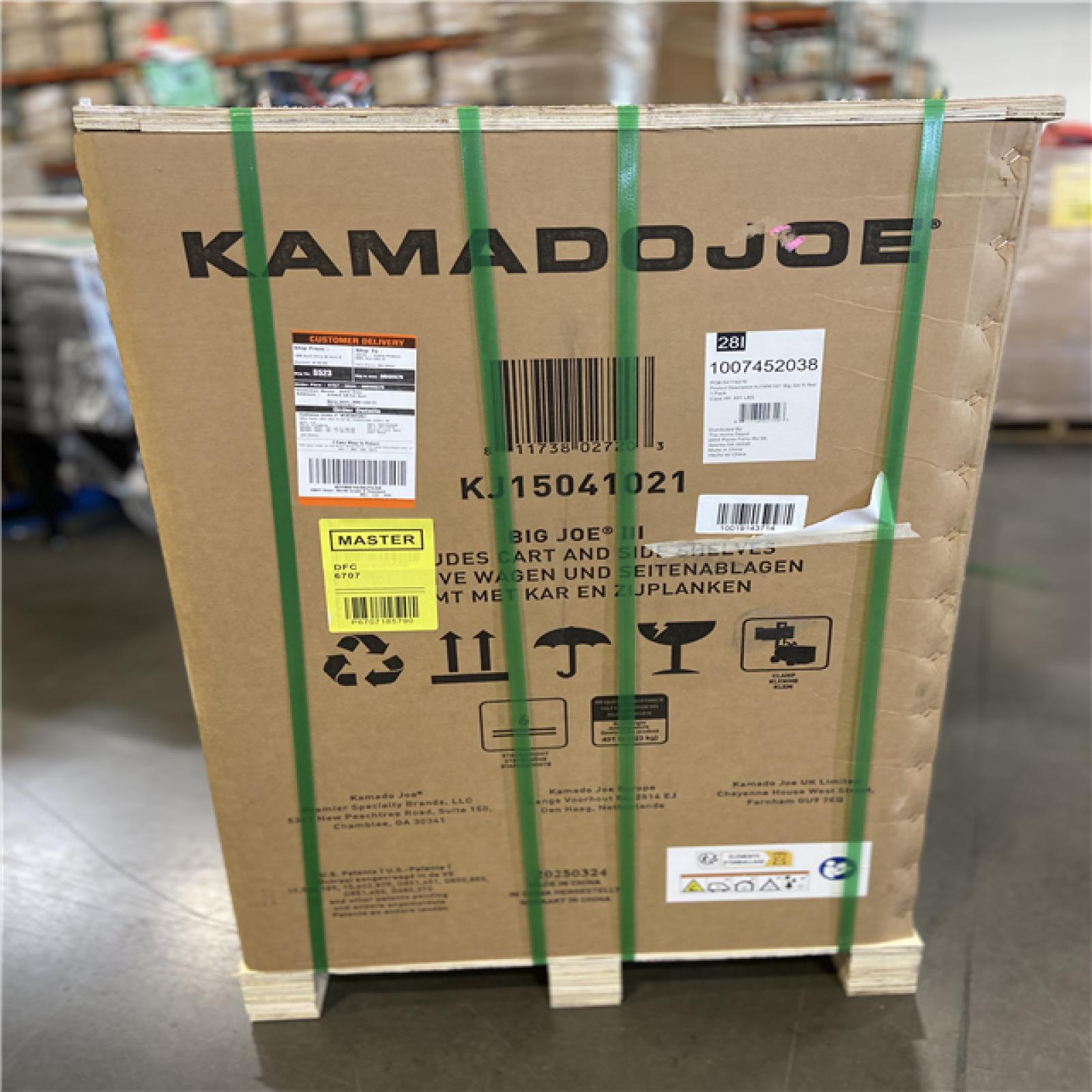 DALLAS LOCATION - Kamado Joe Big Joe III 24 in. Charcoal Grill in Red with Cart, Side Shelves, Grate Gripper, and Ash Tool