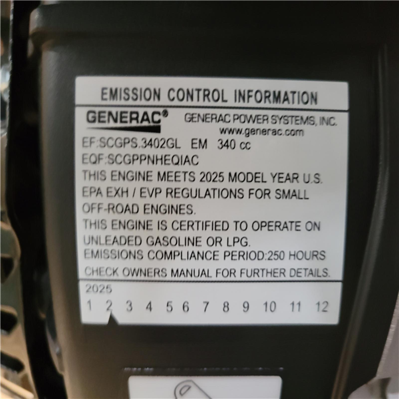 CALIFORNIA AS-IS GENERAC GENERATOR