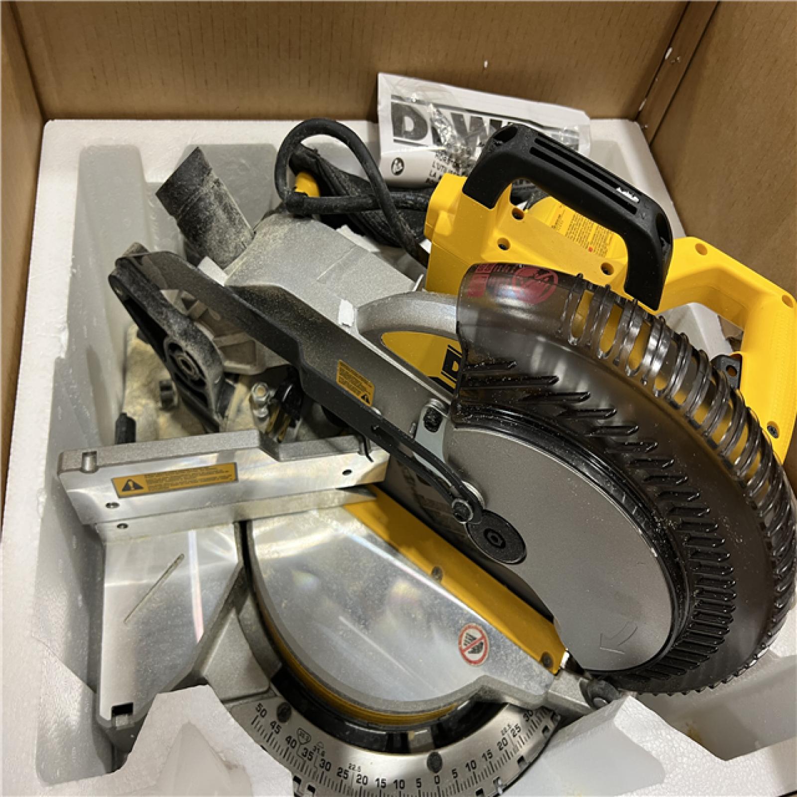 AS-IS  DEWALT 15 Amp Corded 10 in. Compound Single Bevel Miter Saw