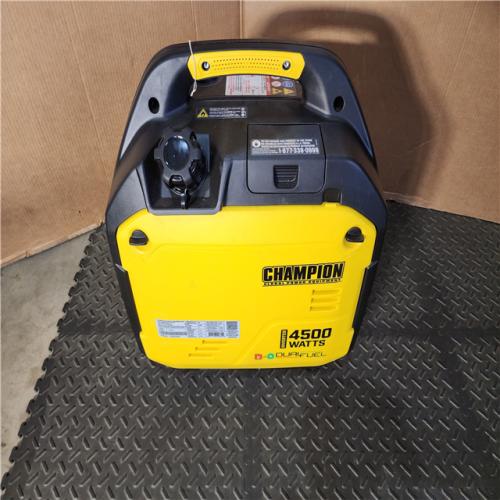 HOUSTON LOCATION - AS-IS CHAMPION 4500/3500-Watt Electric Start Gasoline/Propane Powered Dual Fuel Inverter Generator with Quiet Technology and CO Shield