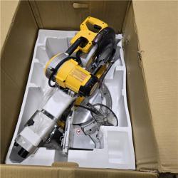 AS-IS DEWALT 15 Amp Corded 12 in. Double Bevel Sliding Compound Miter Saw with XPS Technology, Blade Wrench and Material Clamp