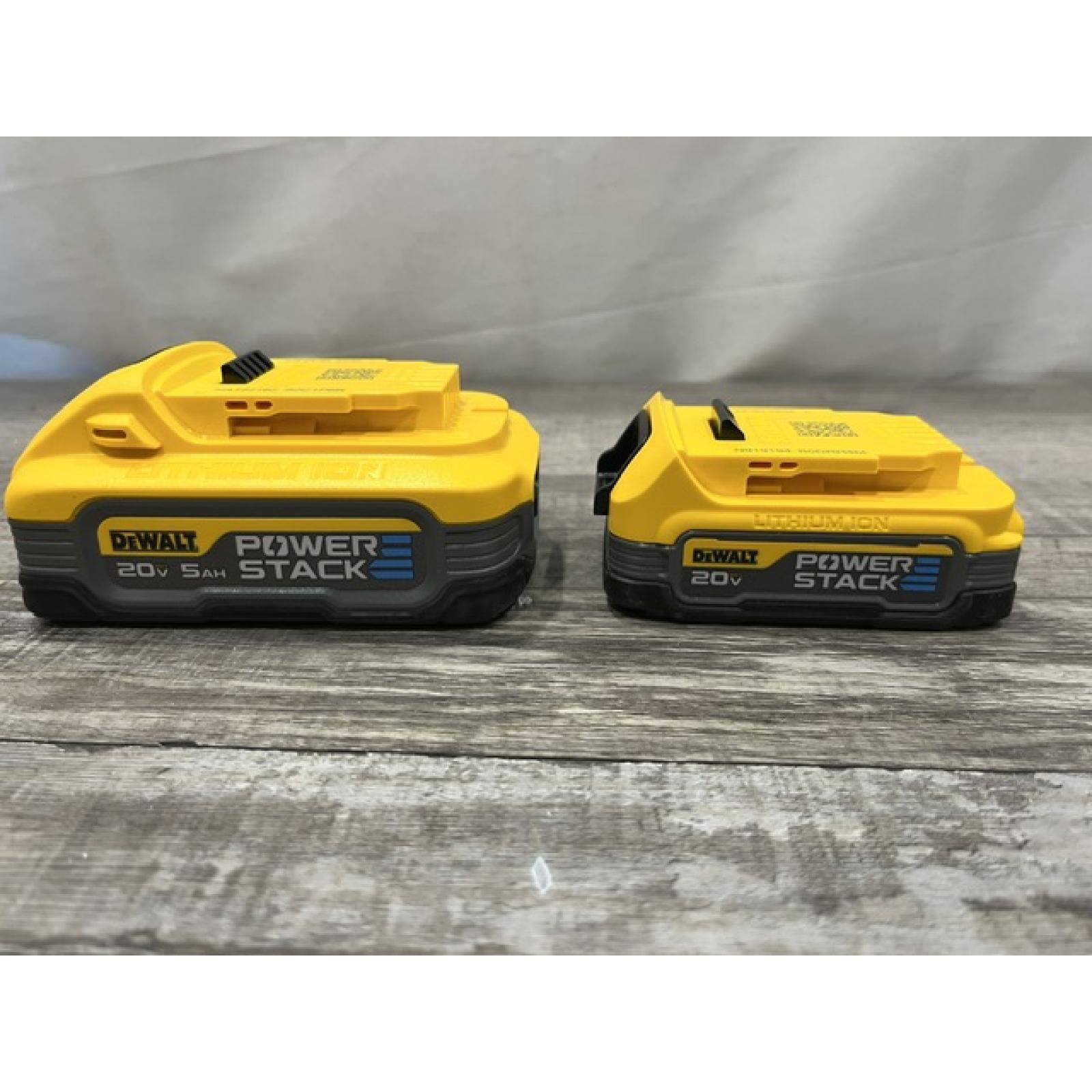 AS-IS DEWALT 20V MAX XR POWERSTACK Lithium-Ion Battery Starter Kit with 5.0Ah and 1.7Ah Batteries and Charger
