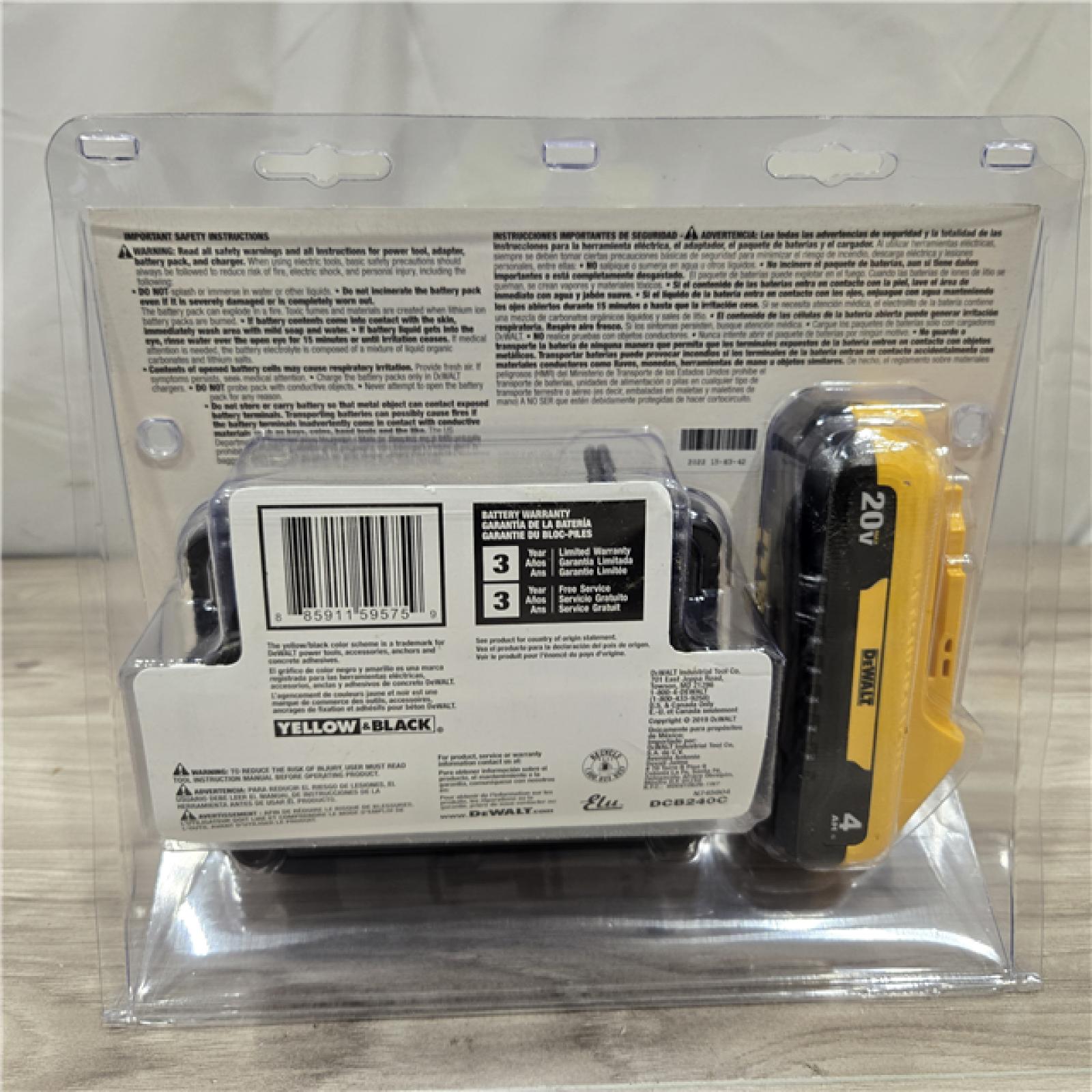 NEW! - DEWALT 20V MAX Compact Lithium-Ion 4.0Ah Battery Pack with 12V to 20V MAX Charger
