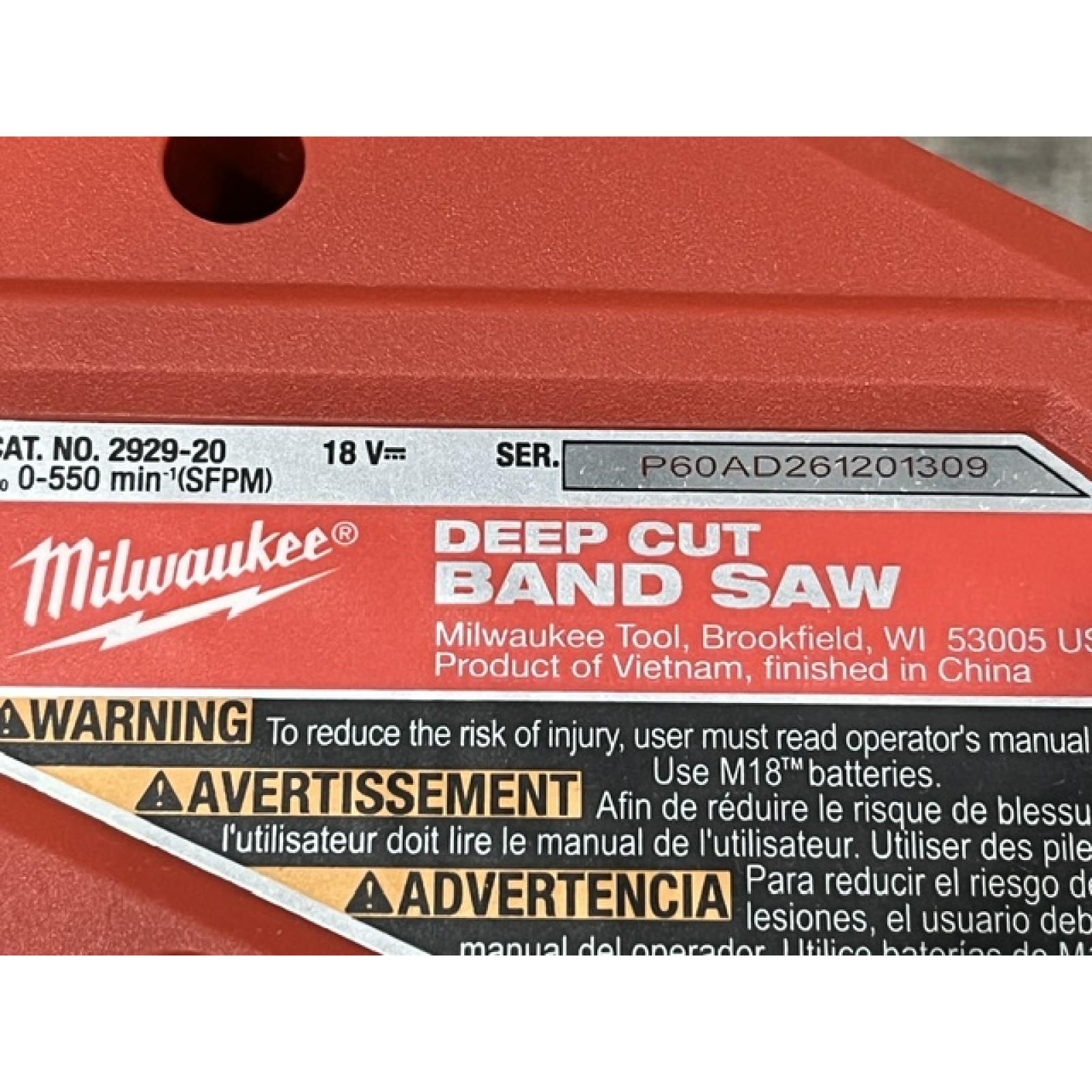 AS-IS Milwaukee FUEL 18V Lithium-Ion Brushless Cordless Deep Cut Band Saw (Tool-Only)