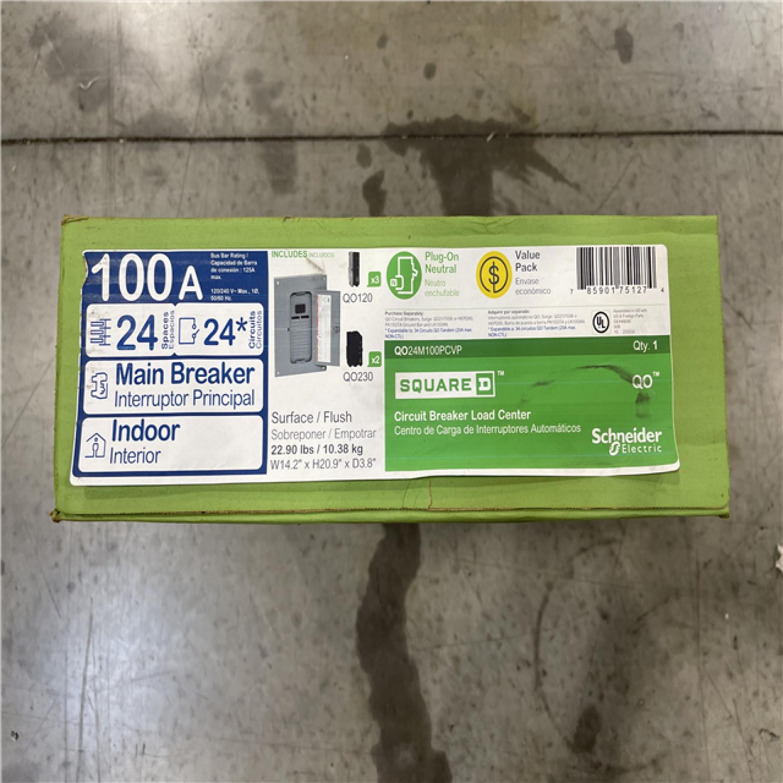 DALLAS LOCATION- NEW!- Square D QO 100 Amp 24-Space 24-Circuit Indoor Main Breaker Plug-On Neutral Load Center PALLET (4 UNITS)