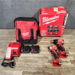 HOUSTON LOCATION - AS-IS Milwaukee M18 18V Lithium-Ion Brushless Cordless Compact Drill/Impact Combo Kit (2-Tool) W/(2) 2.0 Ah Batteries  Charger & Bag