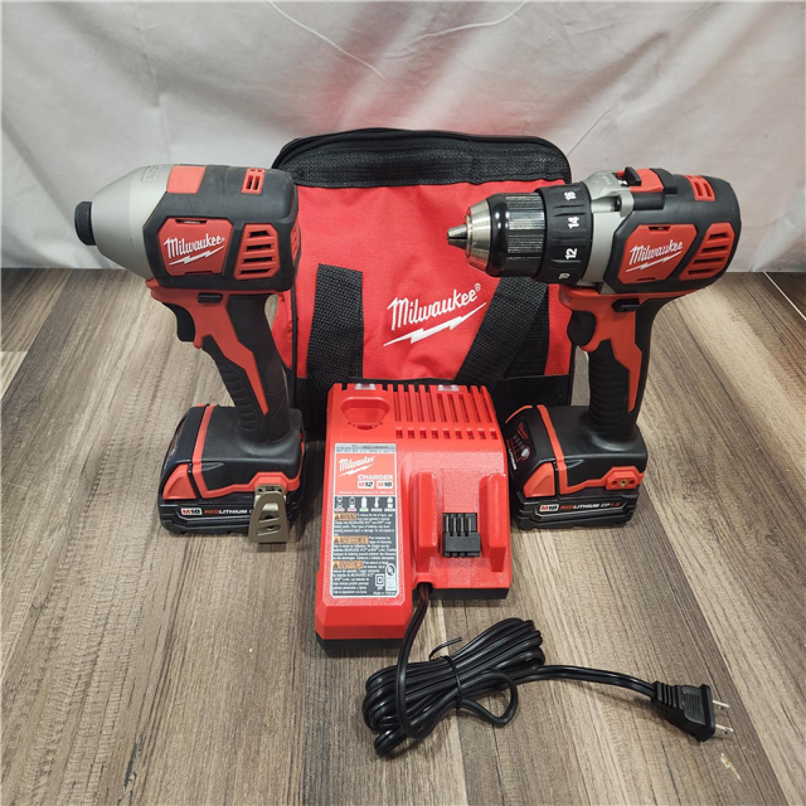AS-IS- Milwaukee 18V Cordless Brushed 2-Tool Drill/Driver and Impact Driver Kit