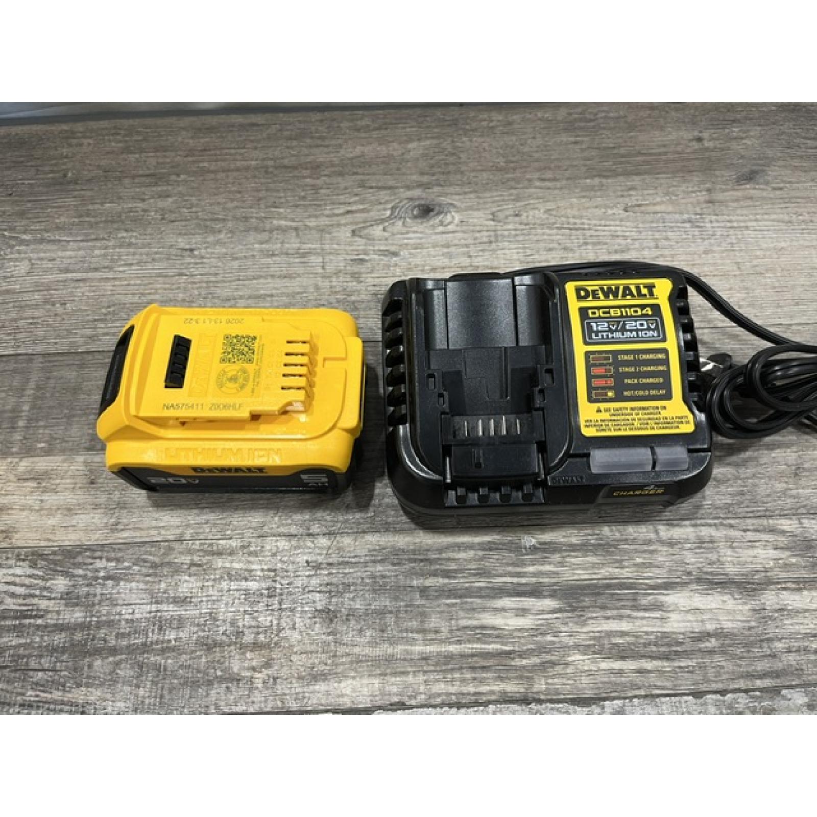 AS-IS DEWALT 20V MAX Lithium-Ion 5.0 Ah Battery and Charger