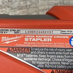 AS-IS Milwaukee FUEL 18-Volt Lithium-Ion Brushless Cordless 18-Gauge 1/4 in. Narrow Crown Stapler (Tool-Only)
