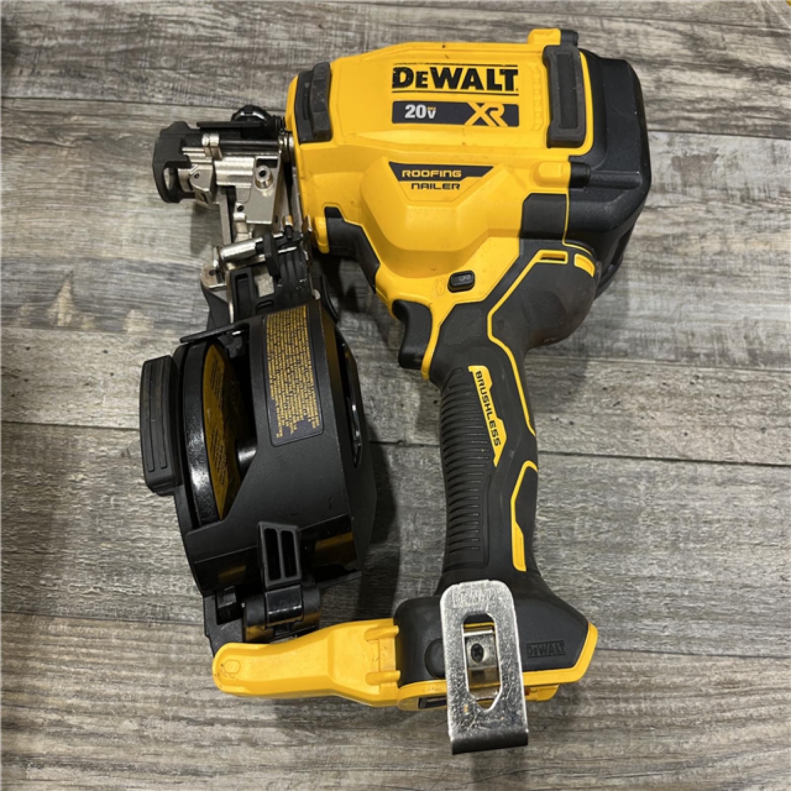 AS-IS DEWALT 20V MAX Lithium-Ion 15-Degree Electric Cordless Roofing Nailer Kit