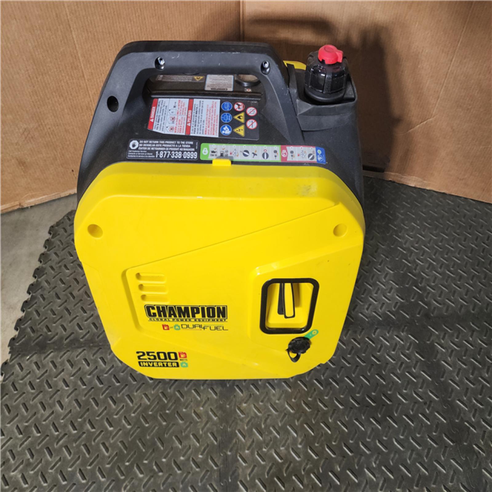 HOUSTON LOCATION - AS-IS CHAMPION 2500/1850-Watt Recoil Start Gasoline/Propane Powered Dual Fuel Inverter Generator with Quiet Technology and CO Shield
