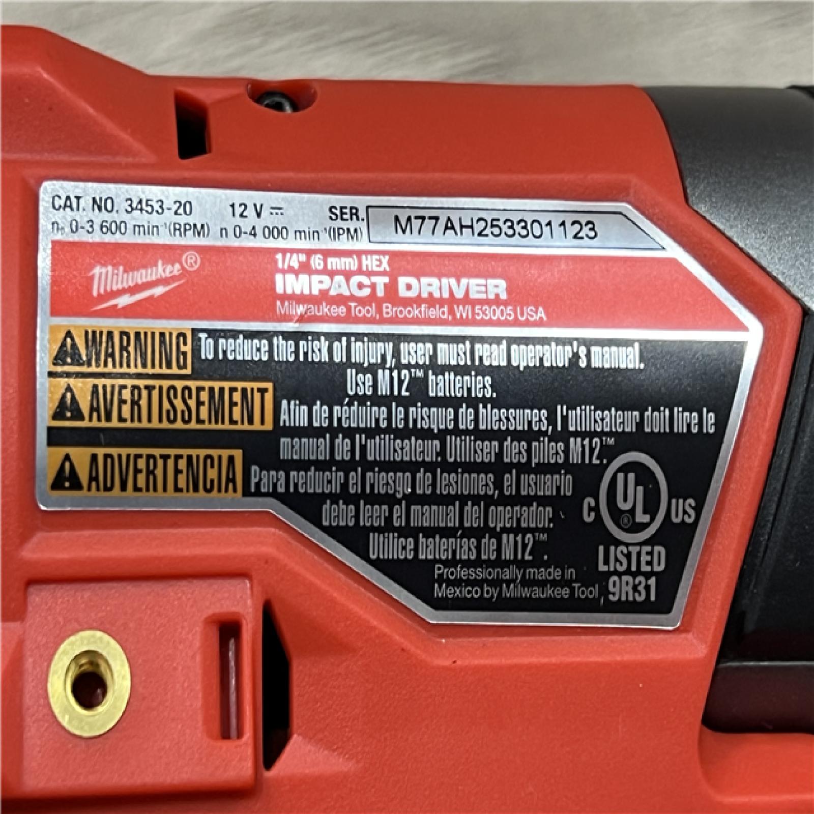 AS-IS Milwaukee  FUEL 12-Volt Lithium-Ion Brushless Cordless 1/4 in. Hex Impact Driver Compact Kit