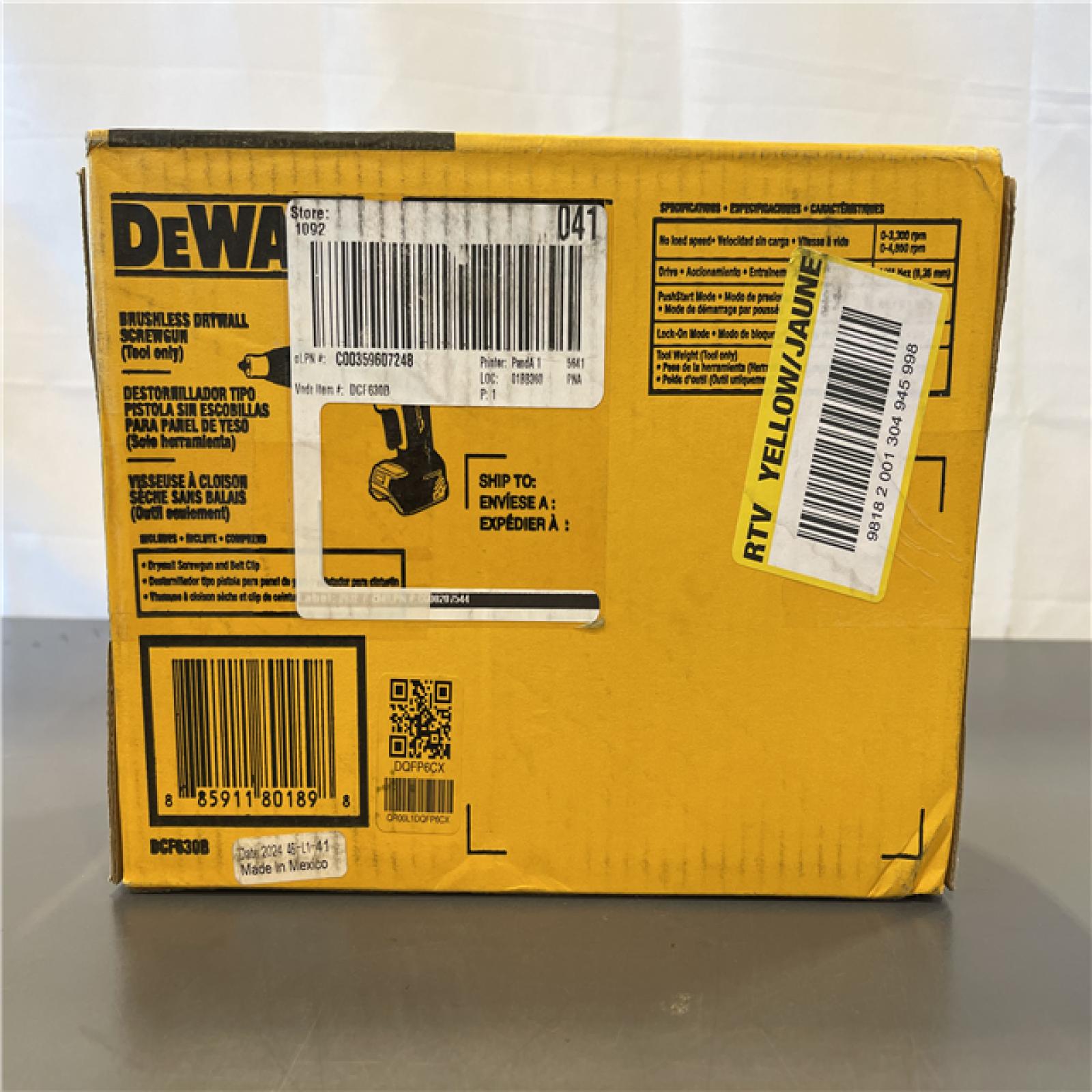 New! - DeWalt 20V MAX XR Brushless Cordless Drywall Screw Gun Tool Only