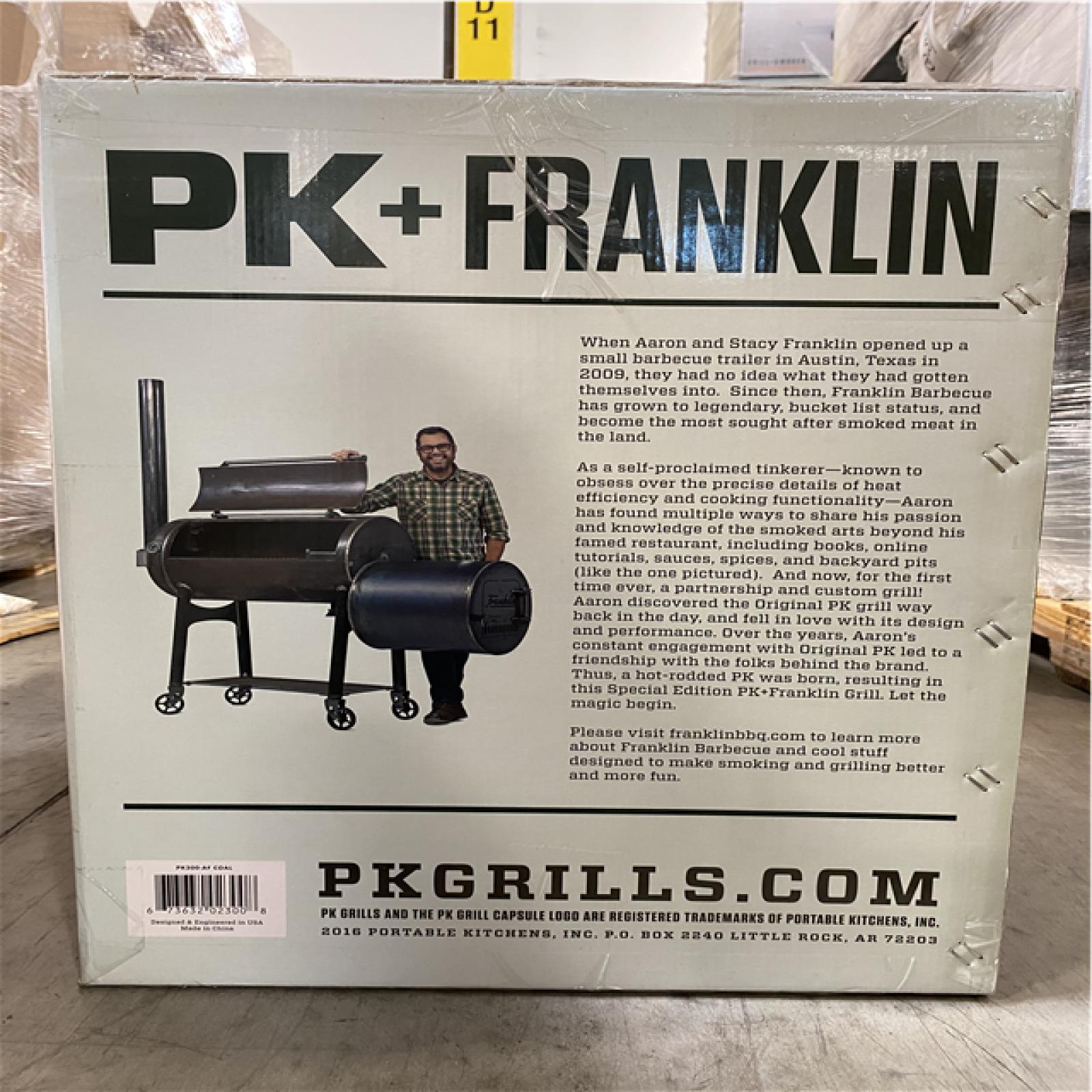 DALLAS LOCATION - NEW! - AARON FRANKLIN Cast Aluminum Portable Charcoal Grill in Black PK300 (TRAYS SOLD SEPERATELY)