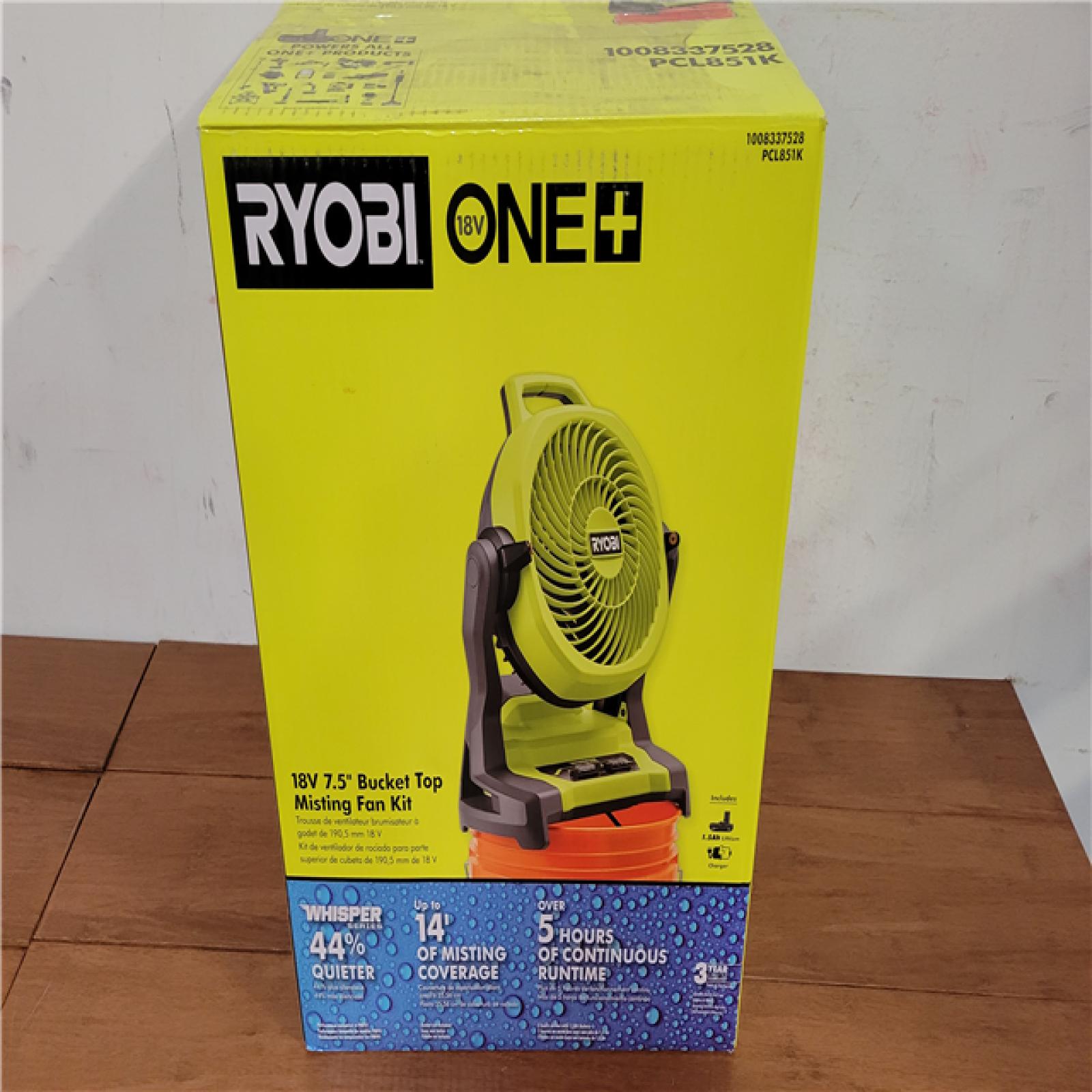 California NEW Ryboi One+ 18V 7.5 Bucket Top Misting Fan Kit  Includes (1) Battery & Charger