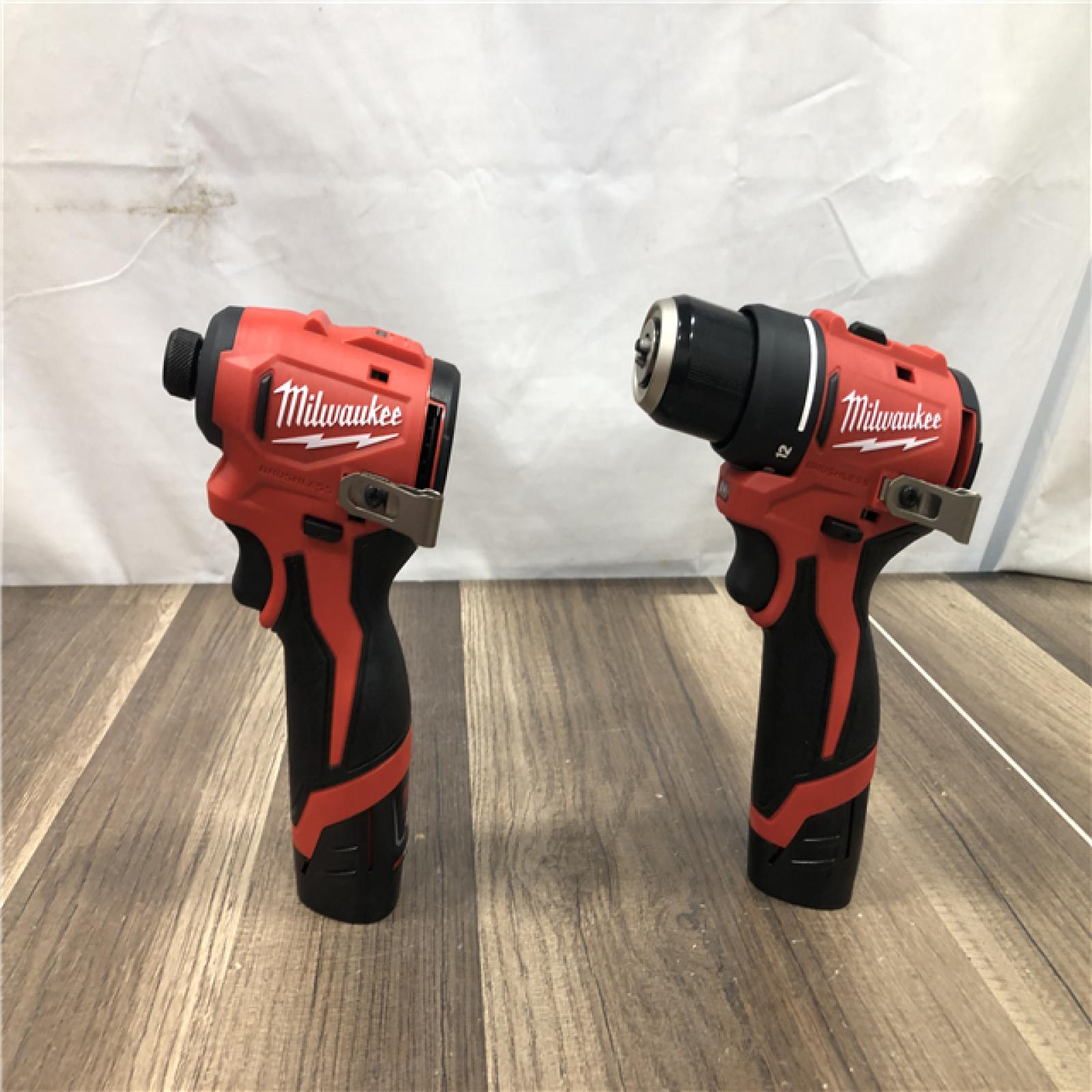 AS-IS  Milwaukee 12-Volt Lithium-Ion Brushless Cordless Subcompact Drill and Impact Driver Combo Kit