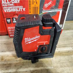 HOUSTON LOCATION - AS-IS Milwaukee-3522-21 Green Beam Laser Cross Line Plumb Point USB Rechargeable