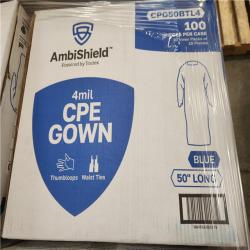 Phoenix NEW (100/Case) AmbiShield 50 CPE Blue Gown w/ Thumbloop Pallet (36-Boxes) (SEALED)