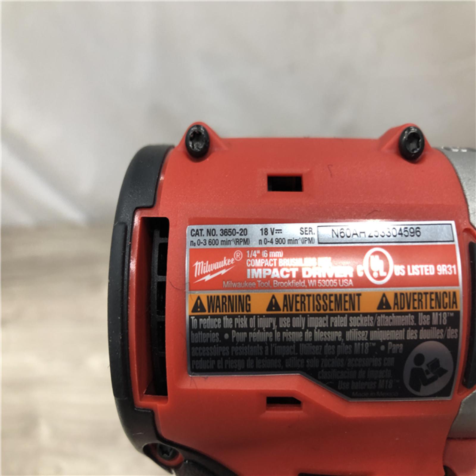 AS-IS Milwaukee M18 Compact Brushless 1/4  Hex Impact Driver Kit