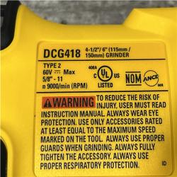 AS-IS DEWALT FLEXVOLT 60V MAX Cordless Brushless 4.5 in. to 6 in. Small Angle Grinder with Kickback Brake (Tool Only)