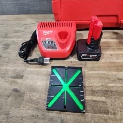 HOUSTON LOCATION - AS-IS (APPEARS LIKE NEW) Milwaukee-3632-21 M12 Green Beam Laser 360° 3-Plane Kit