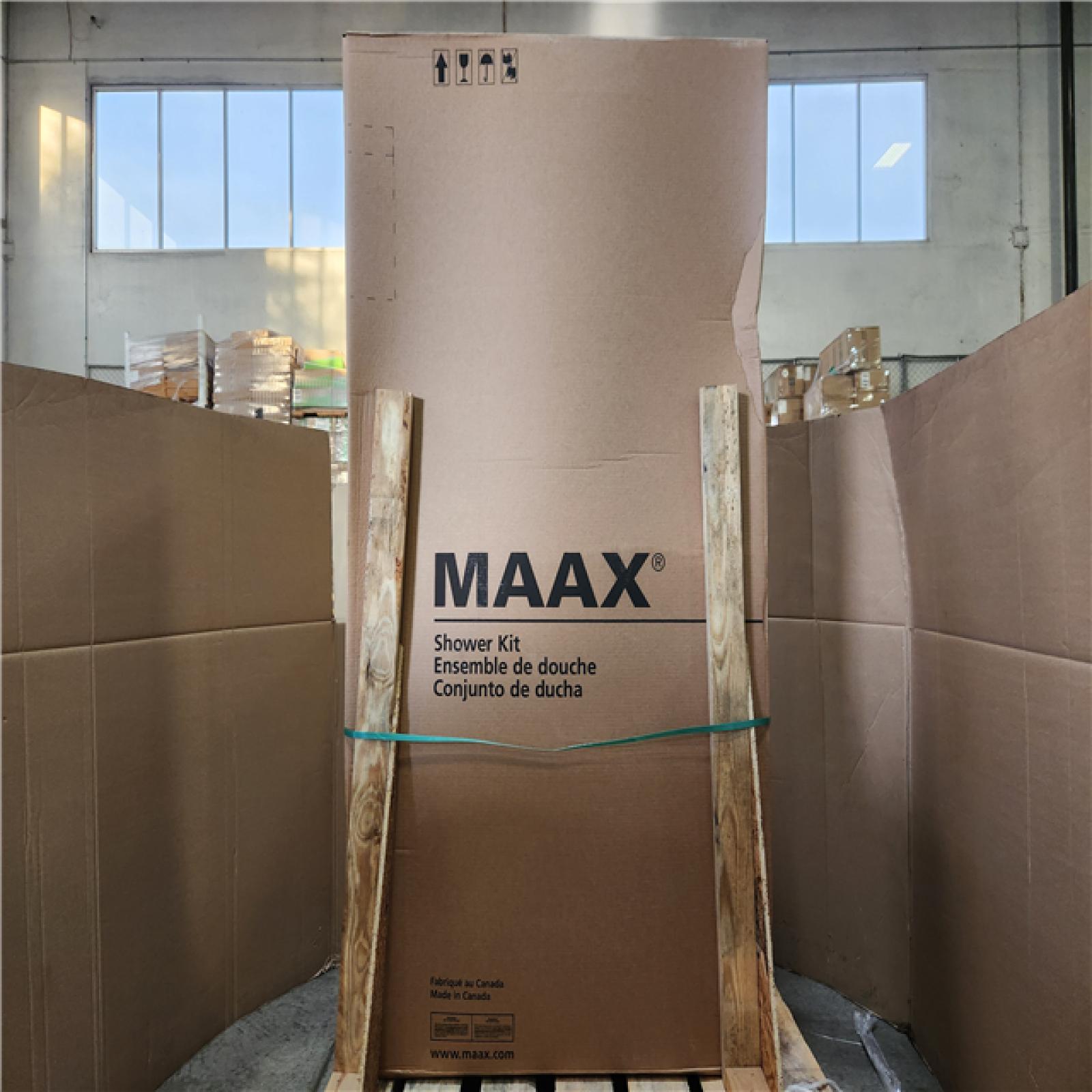 Phoenix 2 NEW MAAX Cyrene 34 in. L x 34 in. W x 76 in. H Corner Center Drain Shower Stall/Kit in White with Clear glass in Brushed Nickel