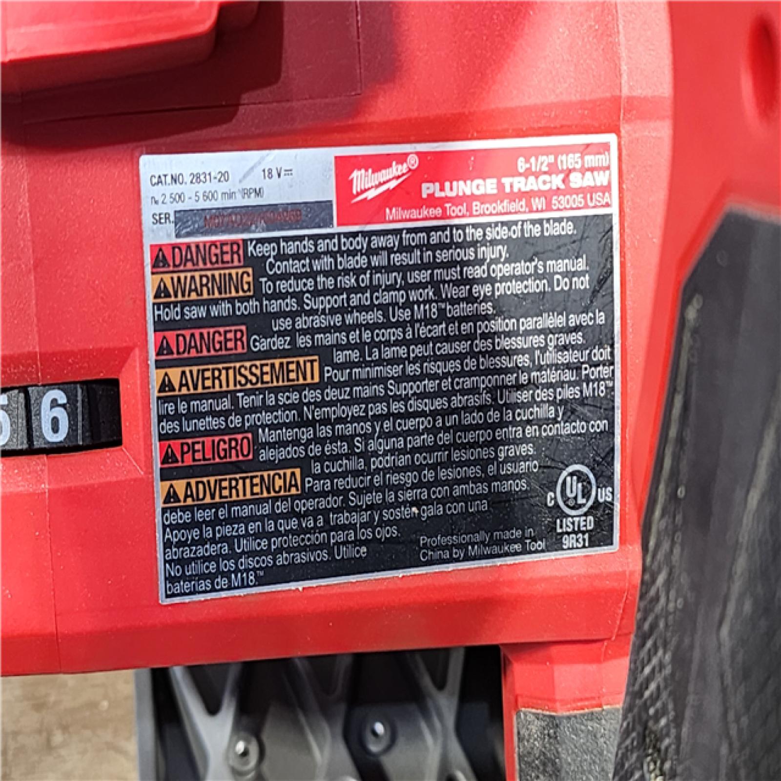 HOUSTON LOCATION - AS-IS Milwaukee M18 FUEL 18V Lithium-Ion Cordless Brushless 6-1/2 in. Plunge Cut Track Saw (Tool-Only)