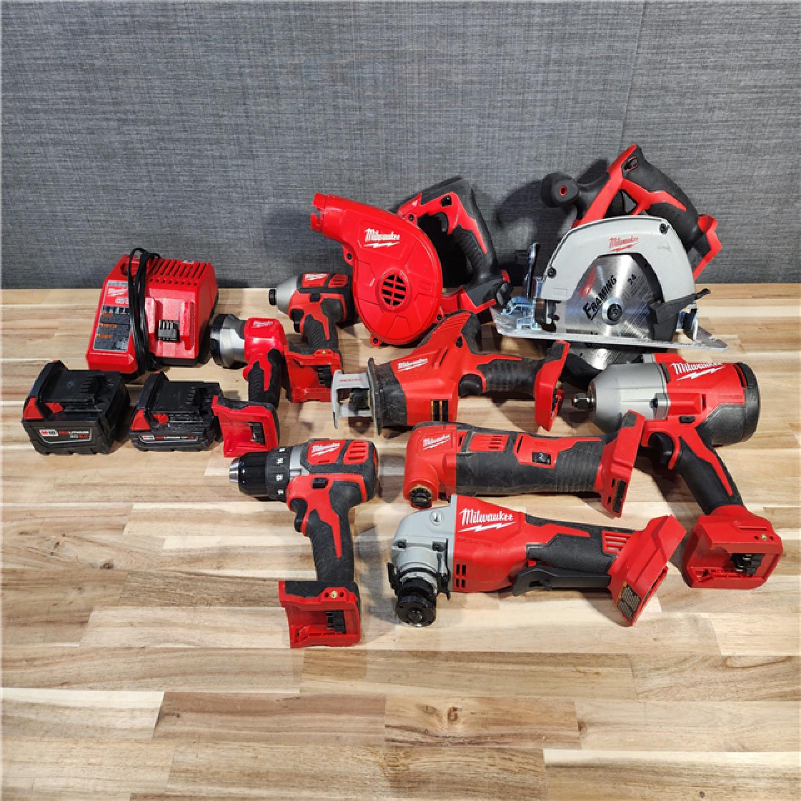 HOUSTON LOCATION - AS-IS M18 18-Volt Lithium-Ion Cordless Combo Kit 9-Tool with 2-Batteries, Charger and Tool Bag