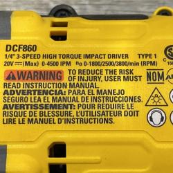 AS-IS DEWALT 20V MAX XR Lithium-Ion Brushless Cordless 3-Speed High Torque 1/4 in. Impact Driver Kit
