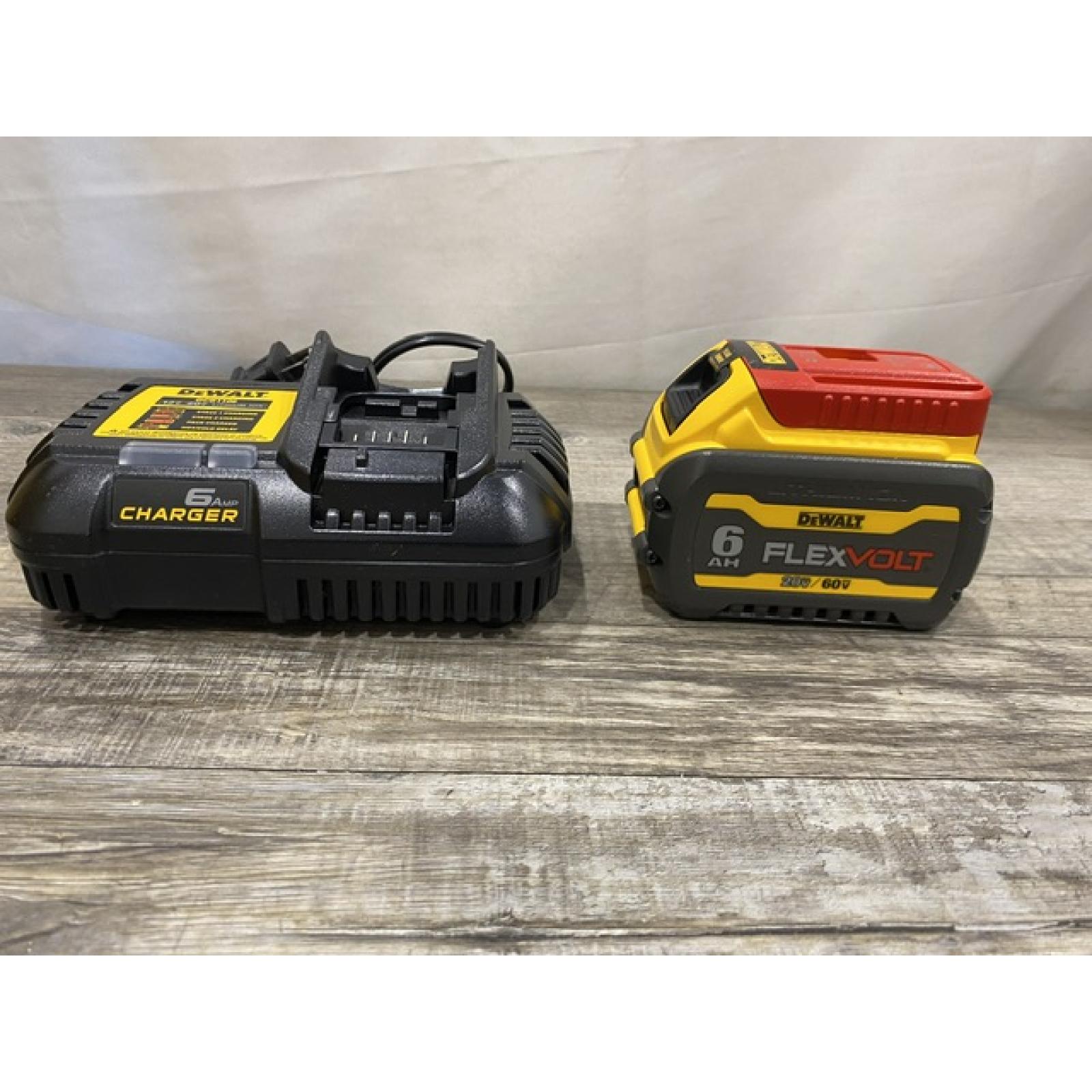AS-IS DEWALT FLEXVOLT 20V/60V MAX Lithium-Ion 6.0Ah Battery Pack with 6 Amp Output Charger