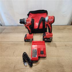 AS-IS- Milwaukee 18-Volt Lithium-Ion Brushless Cordless Compact Hammer Drill/Impact Combo Kit