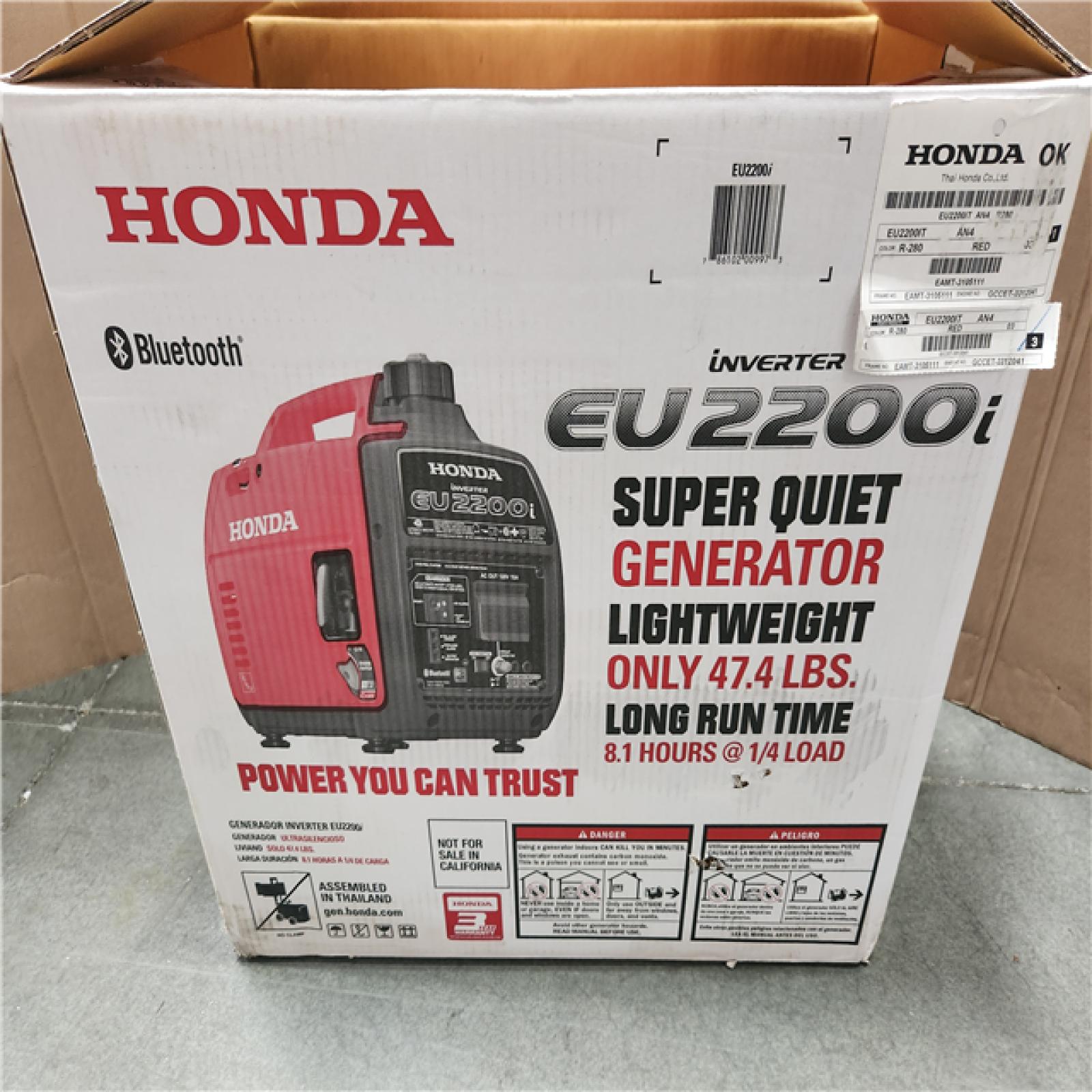 CALIFORNIA AS-IS HONDA EU2200 PORTABLE INVERTER GENERATOR