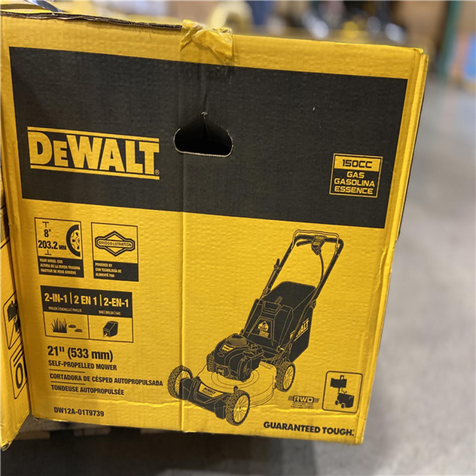 DALLAS LOCATION - DEWALT 21 in. 150cc Briggs and Stratton 625ex Engine Rear Wheel Drive 2-in-1 Gas Self Propelled Walk Behind Lawn Mower