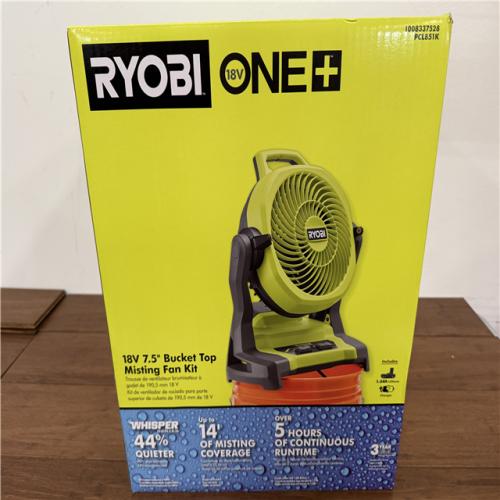 California NEW Sealed Box Ryobi 18V 7.5 Bucket Top Misting Fan Kit, Includes (1) Battery & Charger
