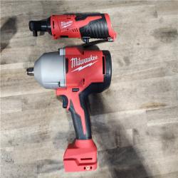 HOUSTON LOCATION - AS-IS Milwaukee M12/M18 12/18V Lithium-Ion Cordless 3/8 in. Ratchet and 1/2 in. High Torque Impact Wrench with Friction Ring Combo Kit