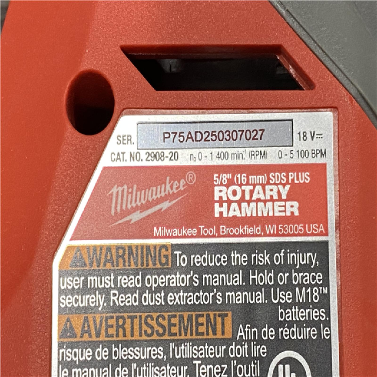 AS-IS Milwaukee FUEL 18V Lithium-Ion Brushless Cordless 5/8 in. SDS-Plus Rotary Hammer (Tool-Only)