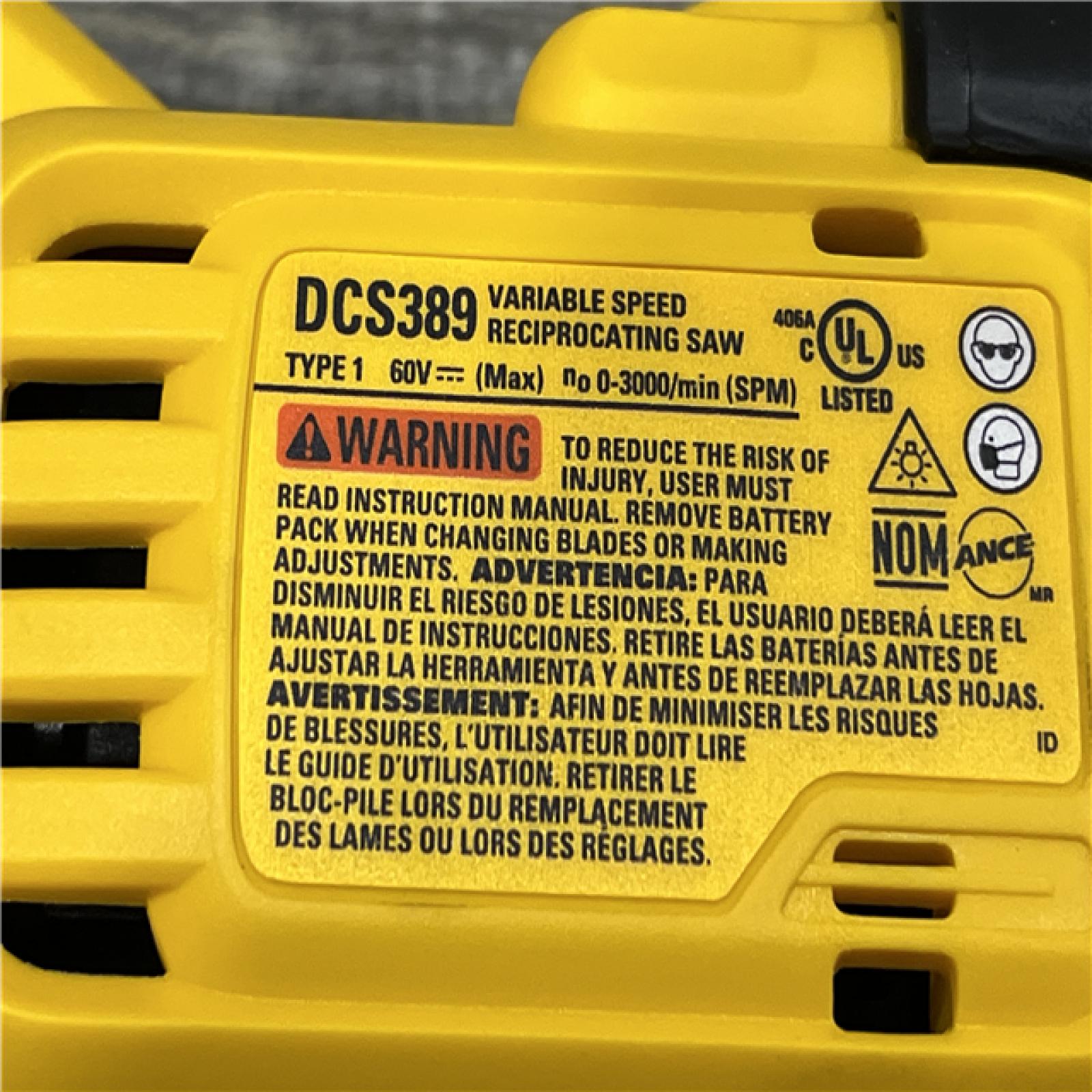 AS-IS DEWALT FLEXVOLT 60V MAX Cordless Brushless Reciprocating Saw (Tool Only)