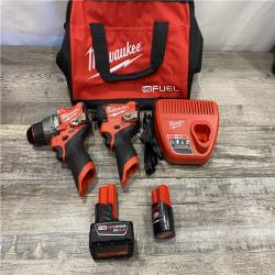 AS-IS Milwaukee FUEL 12-Volt Lithium-Ion Brushless Cordless Hammer Drill and Impact Driver Combo Kit