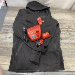 AS-IS Milwaukee Men's Large 12-Volt Lithium-Ion Cordless Black Heated Jacket Hoodie Kit