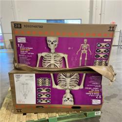 DALLAS LOCATION - Home Accents Holiday 12 ft. Grave & Bones Giant-Sized Skelly with LifeEyes™ LCD Eyes H5 - (2 UNITS)