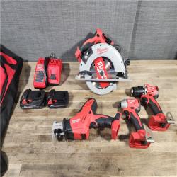 HOUSTON LOCATION - AS-IS MILWAUKEE 4 TOOL COMBO KIT W/ (2) BATTERY & CHARGER