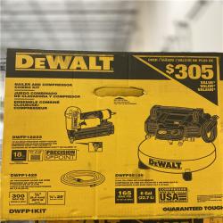 DALLAS LOCATION - DEWALT 6 Gal. 18-Gauge Brad Nailer and Heavy-Duty Pancake Electric Air Compressor Combo Kit