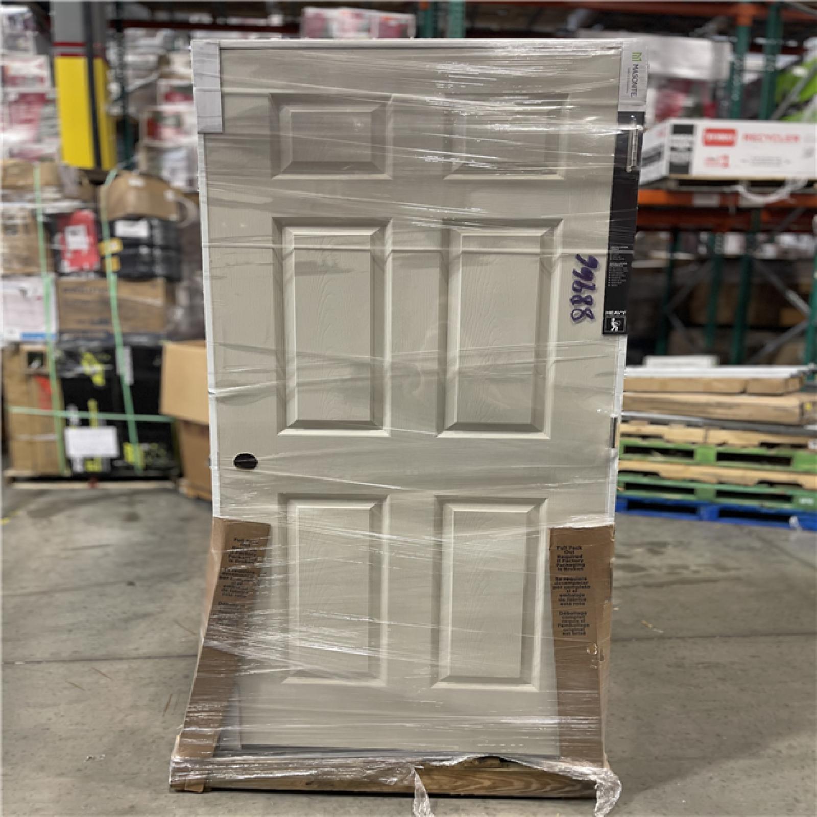 DALLAS LOCATION - Masonite 34 In. X 80 In. X 4-9/16 In. Primed 6-Panel Single Prehung Interior Door Left Hand Flat Jamb PALLET-(6 UNITS)