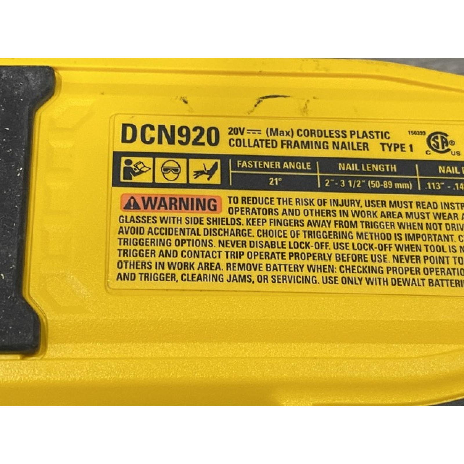 AS-IS DEWALT 20-Volt 21° Cordless Framing Nailer (Tool-Only)