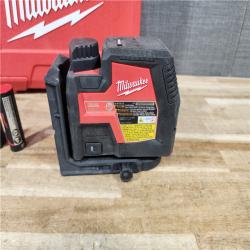 HOUSTON LOCATION - AS - IS Milwaukee 100 ft. REDLITHIUM Lithium-Ion USB Green Rechargeable Cross Line Laser Level with Charger