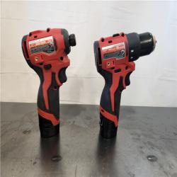 AS-IS- M12 12-Volt Lithium-Ion Brushless Cordless Subcompact Drill and Impact Driver Combo Kit W/2 Batteries and Bag (2-Tool)