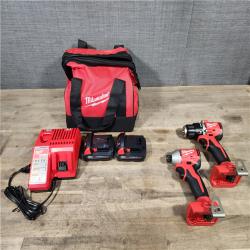 HOUSTON LOCATION - AS-IS Milwaukee M18 18V Lithium-Ion Brushless Cordless Compact Drill/Impact Combo Kit (2-Tool) W/(2) 2.0 Ah Batteries  Charger & Bag