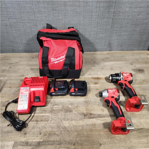HOUSTON LOCATION - AS-IS Milwaukee M18 18V Lithium-Ion Brushless Cordless Compact Drill/Impact Combo Kit (2-Tool) W/(2) 2.0 Ah Batteries  Charger & Bag