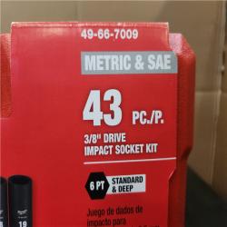 Phoenix NEW Milwaukee SHOCKWAVE 3/8 in. Drive SAE and Metric 6 Point Impact Socket Set (43-Piece)